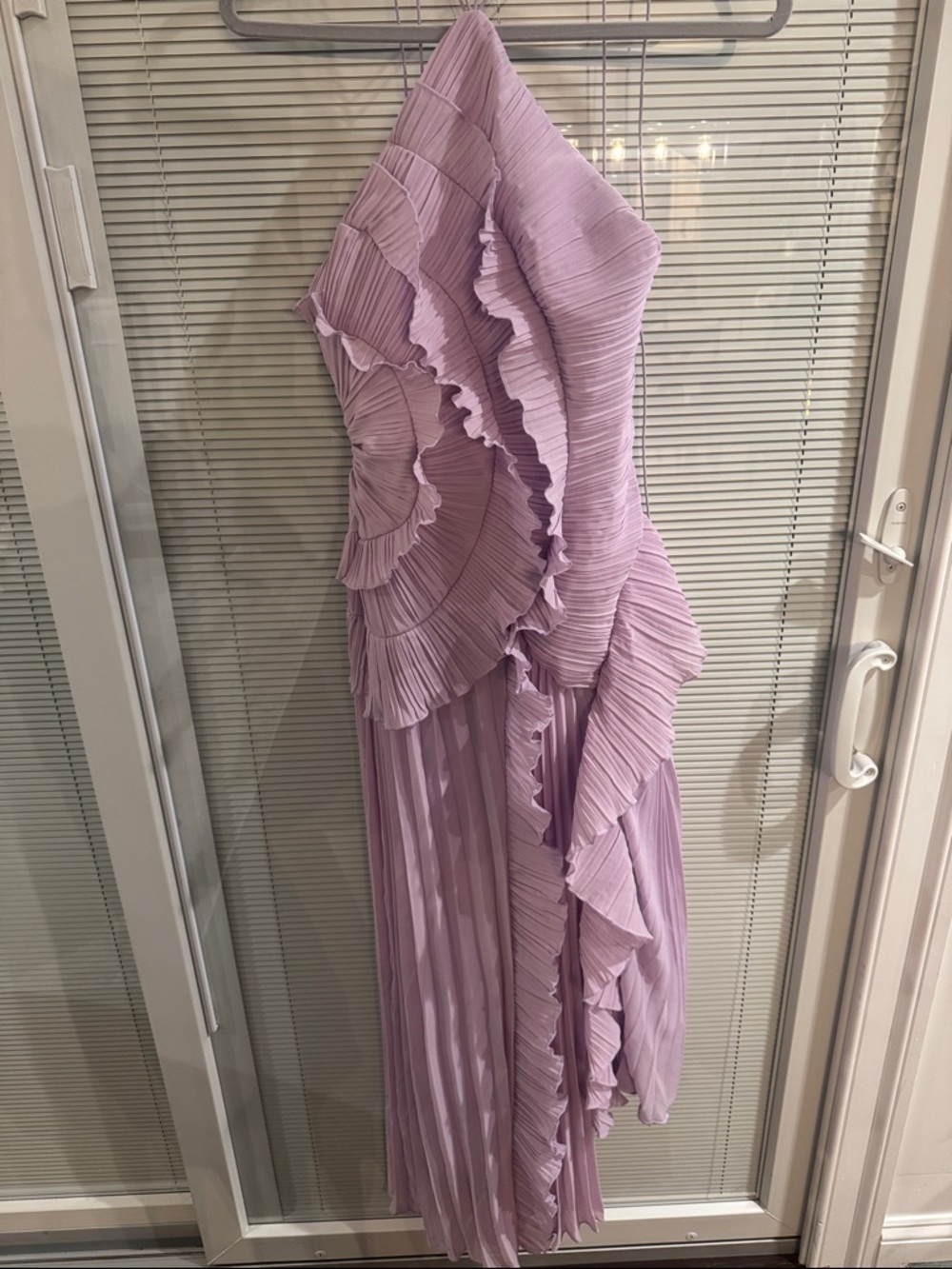 Eliza  One-Shoulder Ruffled Pleated Lilac Dress